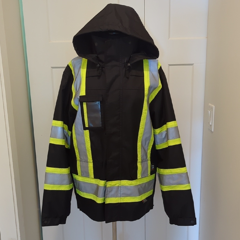 Mens Work King Size S Black and Yellow Reflective Work Jacket for Outdoor